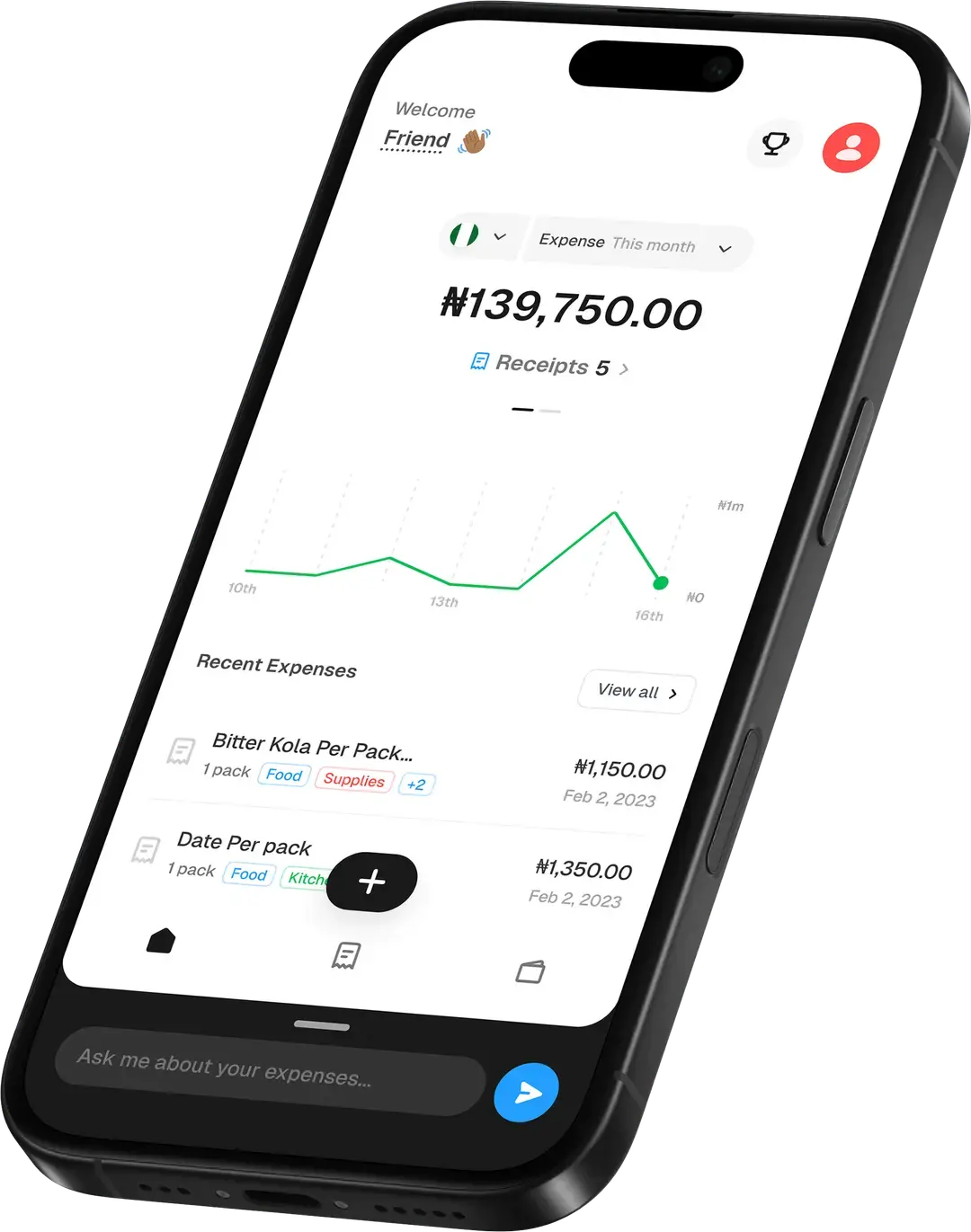The Expense AI app, built by React In Motion